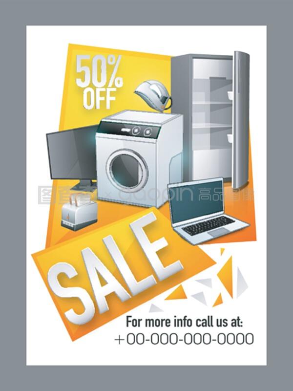 銷售海報、旗幟或電子物品的傳單。